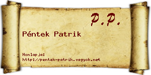 Péntek Patrik névjegykártya